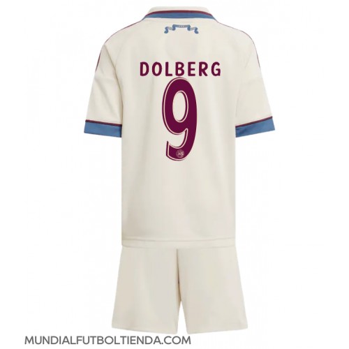 Camiseta Ajax Kasper Dolberg #9 Tercera Equipación Replica 2025-26 para niños mangas cortas (+ Pantalones cortos)